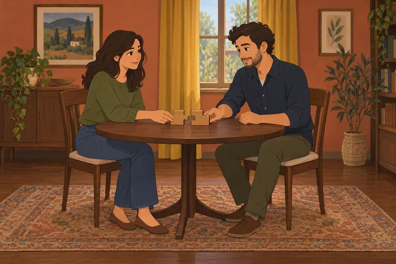 Soulmate Test: partners align two wooden pieces.