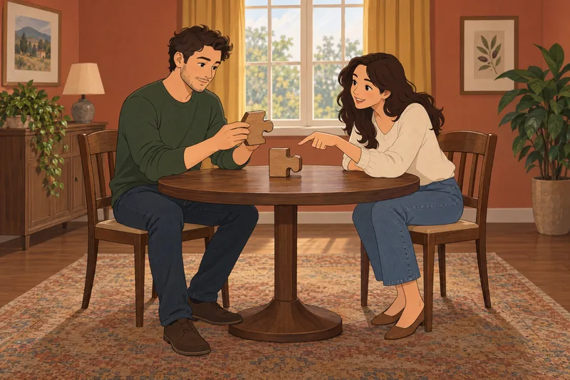 Escena de compatibilidad con piezas que encajan.