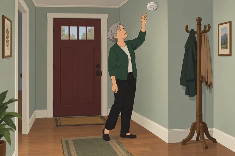 Sound Quiz shows a homeowner beneath an alarm.