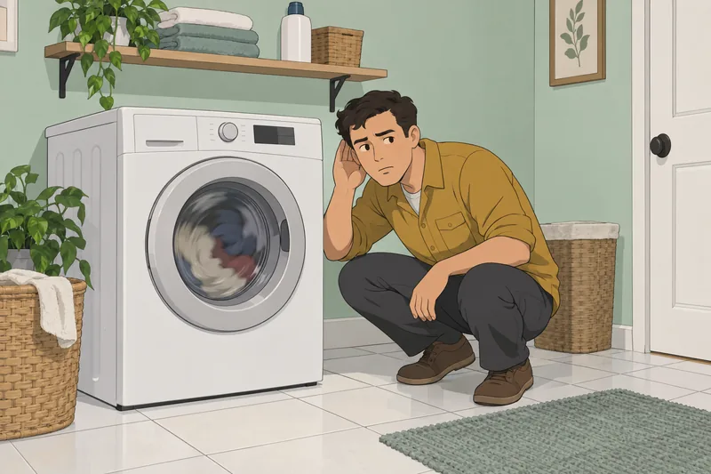 Sound Quiz shows a renter beside a washer.