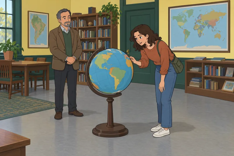 South America Capitals review uses a freestanding globe.