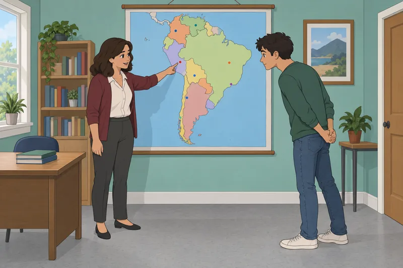 South America Capitals appear on a classroom map.