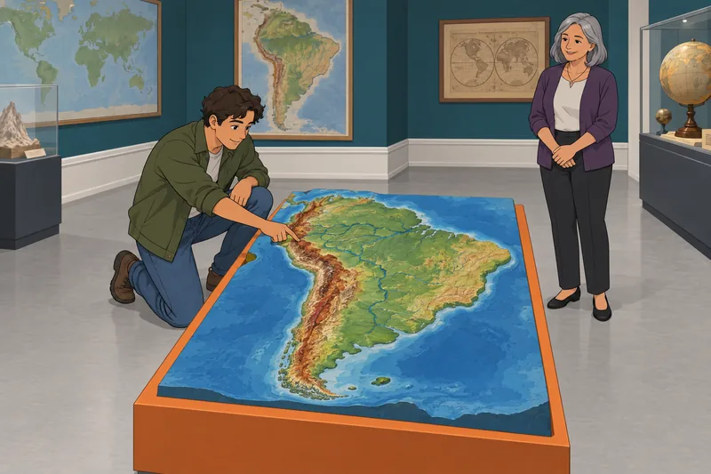 South America Physical relief learning in a gallery.