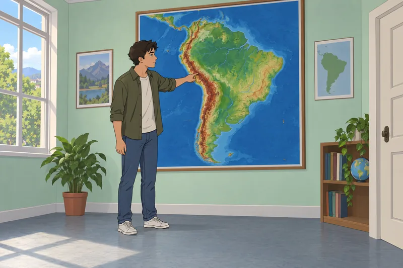 Illustration of the South America Physical map.