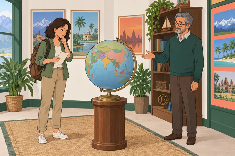 cuestionario sobre las capitales: viajera gira un globo.