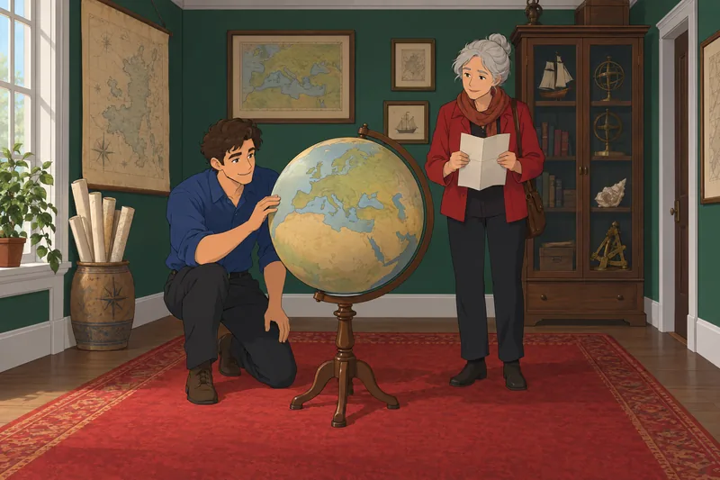 Southern Europe Map study beside a globe.