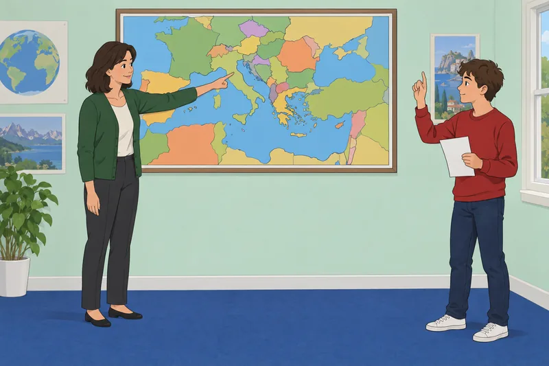 Southern Europe Map quiz unfolds in class.