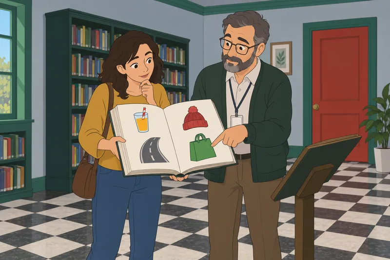 El cuestionario sobre palabras vive en una biblioteca.