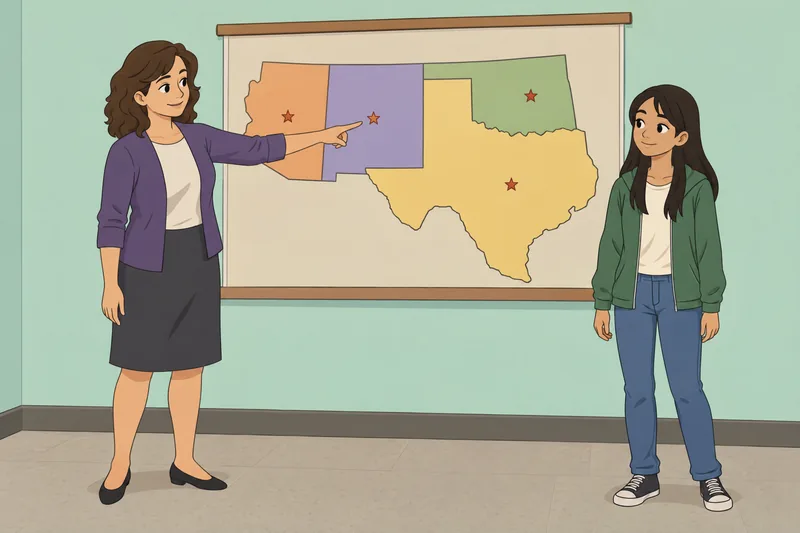 El cuestionario sobre los estados usa un mapa.