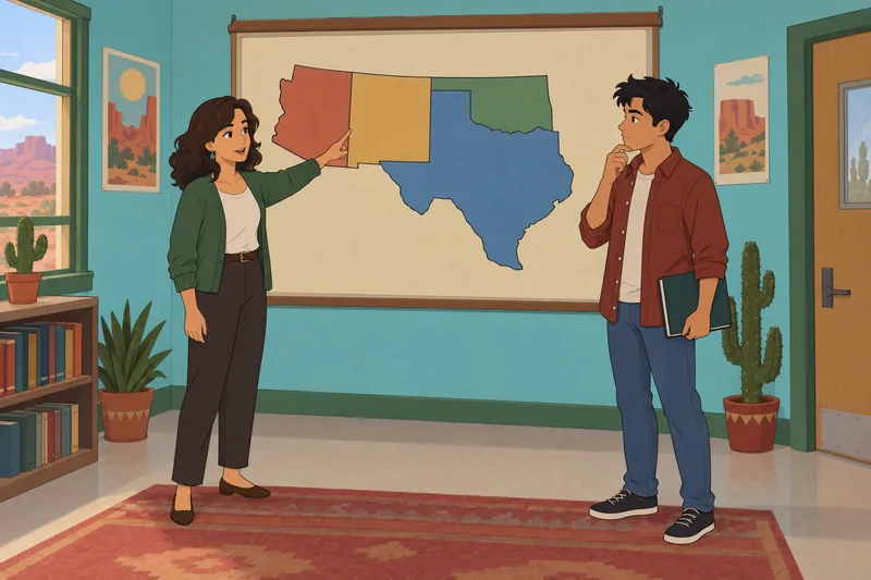 Southwest States Quiz shows regional map study.