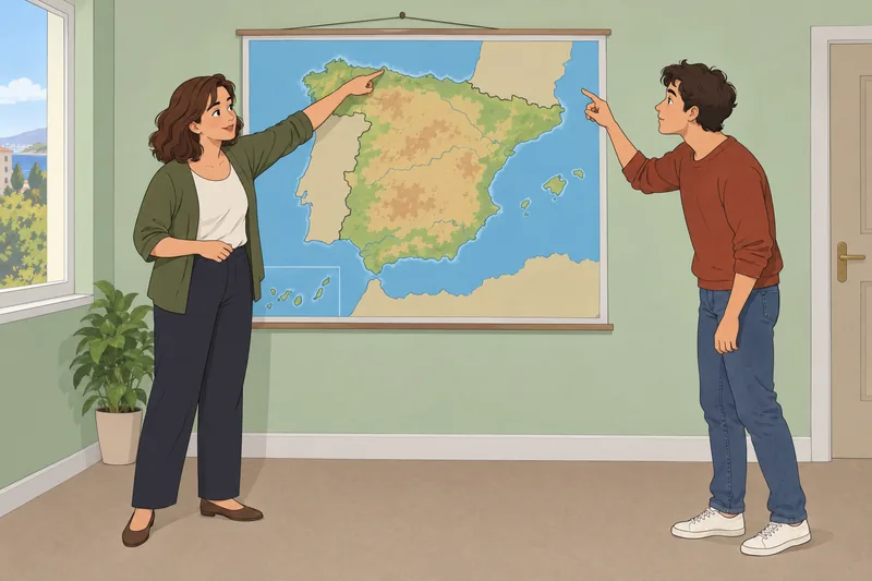 Spain Map Quiz shows a wall map.