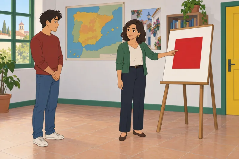 Spanish Colors Quiz shows a red color card.