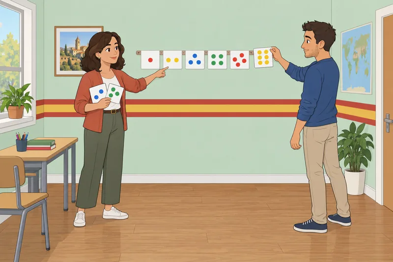 Spanish Numbers 1-20 are practiced with counting cards.