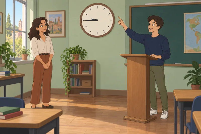 El cuestionario sobre la hora muestra un reloj.