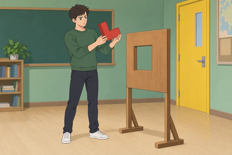 Spatial Awareness Quiz: learner rotates a block.