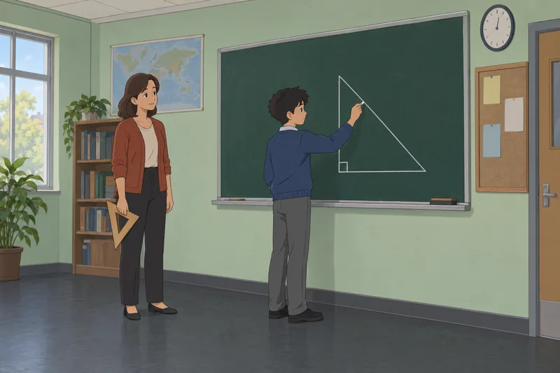 Special Right Triangles appear on a classroom board.