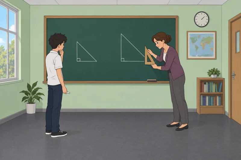 Escena: cuestionario sobre triángulos aparece en clase.