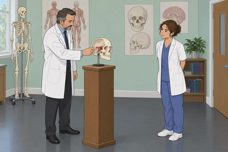 Sphenoid Bone Quiz reviews a skull model.