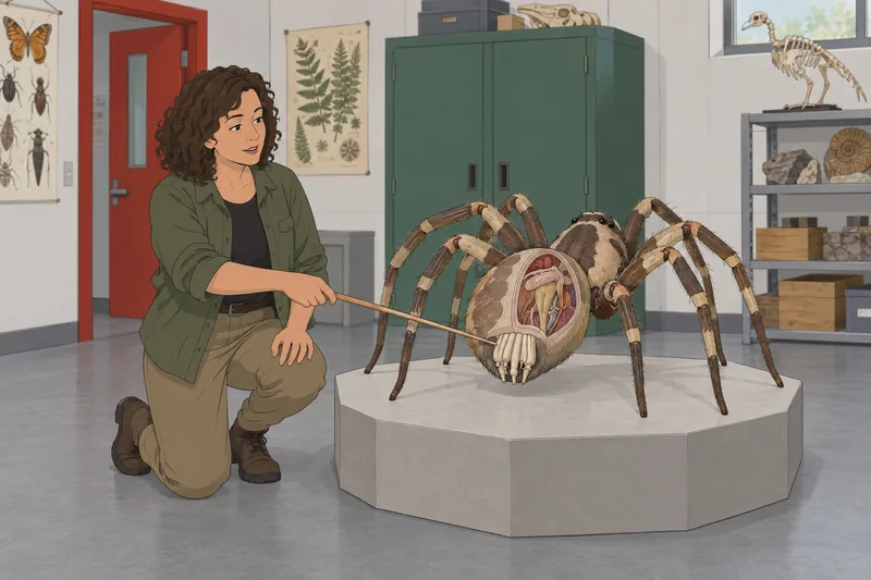 Spider Quiz follows an educator studying spider anatomy.