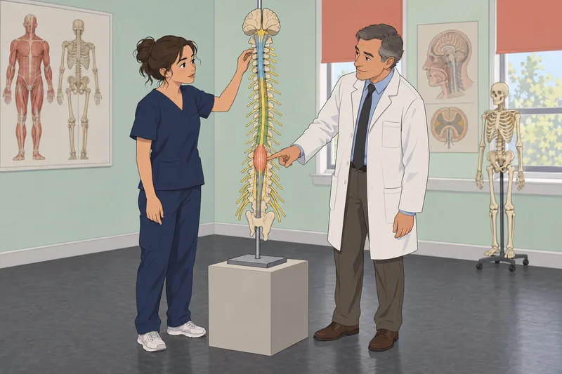 Spinal Cord Anatomy quiz in a teaching lab.