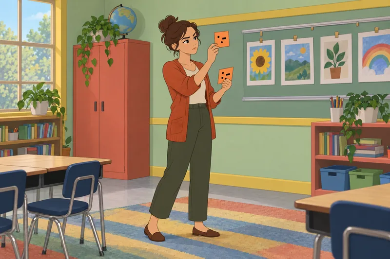 Spot the Difference: teacher compares two cards.