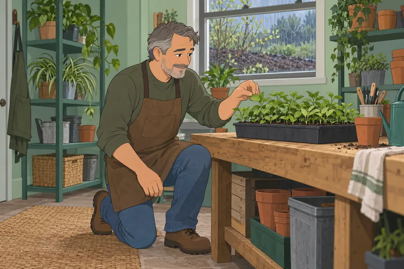 Spring Quiz shows seedlings in a garden room.