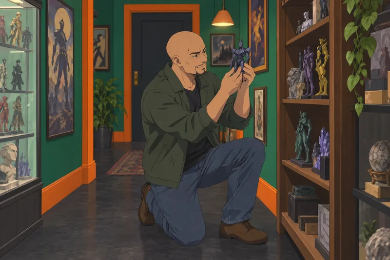 Stand Quiz shows a collector inspecting a figurine.