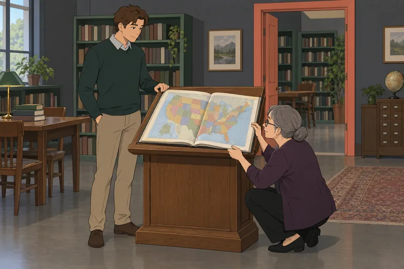 cuestionario sobre estados junto a un atlas abierto.
