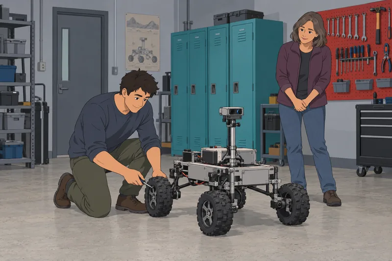 STEM Career Quiz: engineer tests a rover.