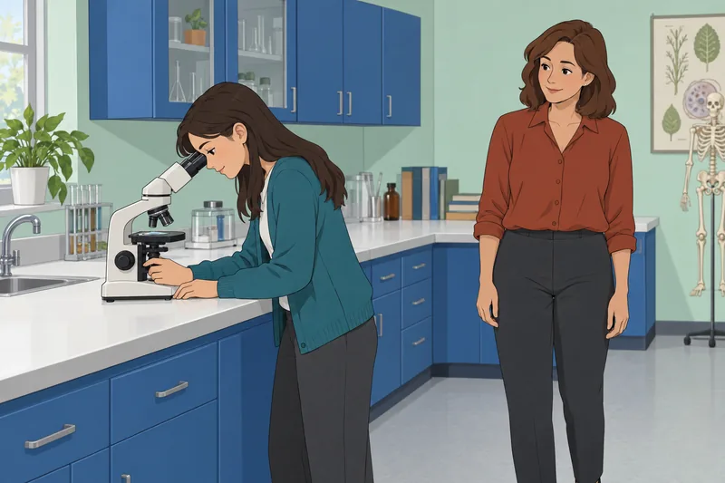 STEM Career Quiz: student examines a microscope.