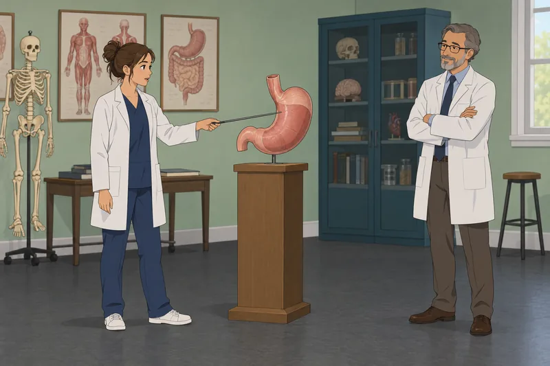 Stomach Anatomy Quiz in an anatomy classroom.