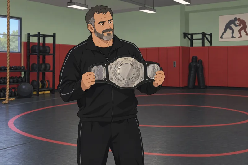 Stone Cold Steve stands beside a championship belt.