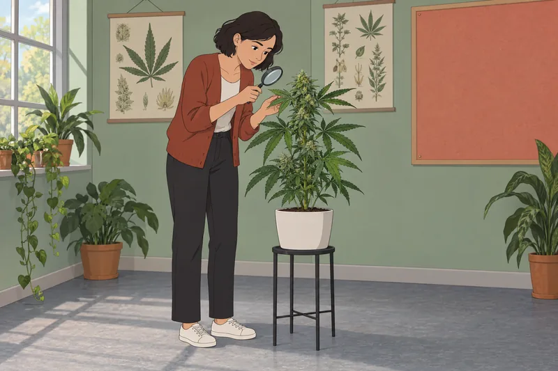 Stoner Quiz depicts a cannabis plant lesson.