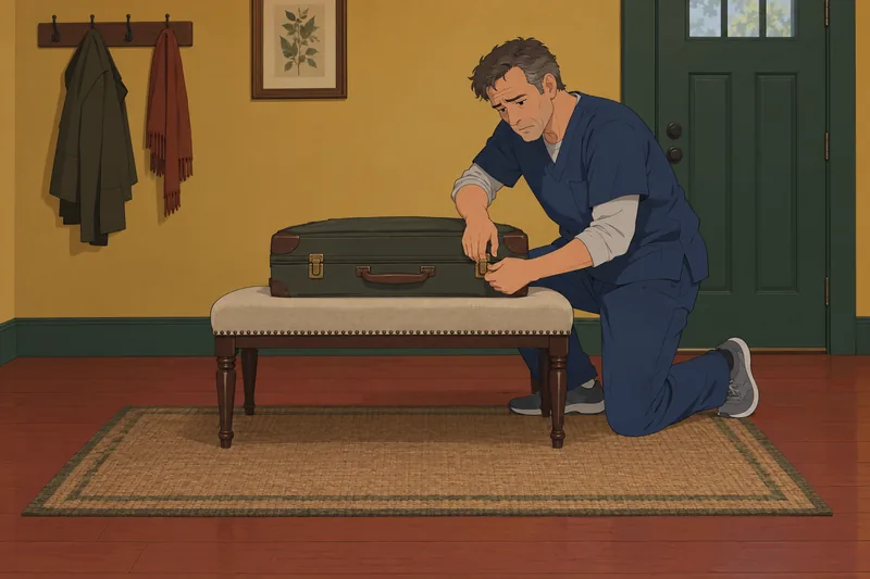 Stress-FIE Test shows a nurse handling luggage.