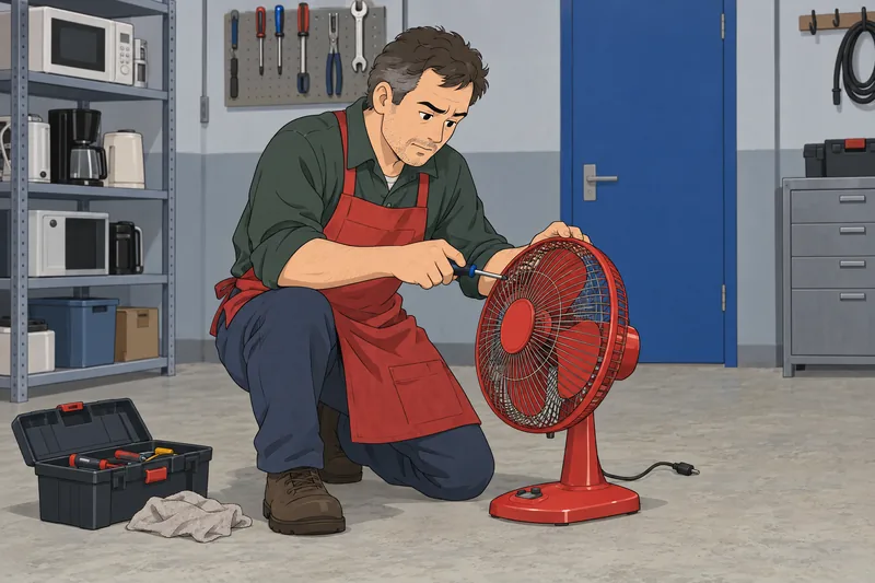 Stress Tolerance Scale: technician calmly repairs a fan.