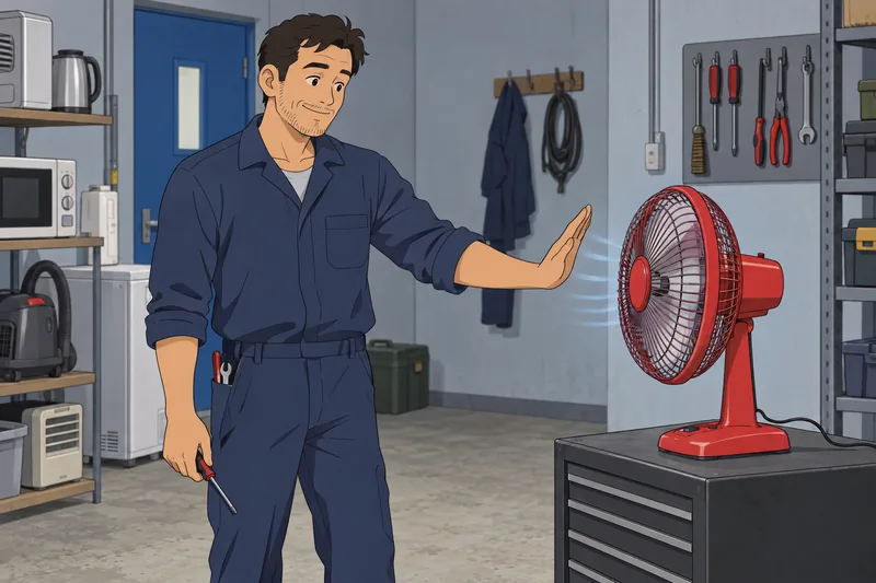 Prueba para determinar: técnico repara un ventilador.