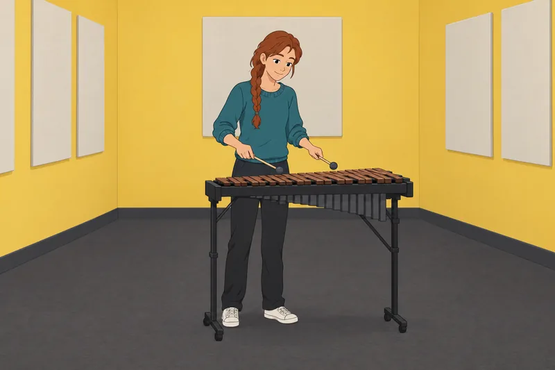 School Student Abilities: a student plays a xylophone.