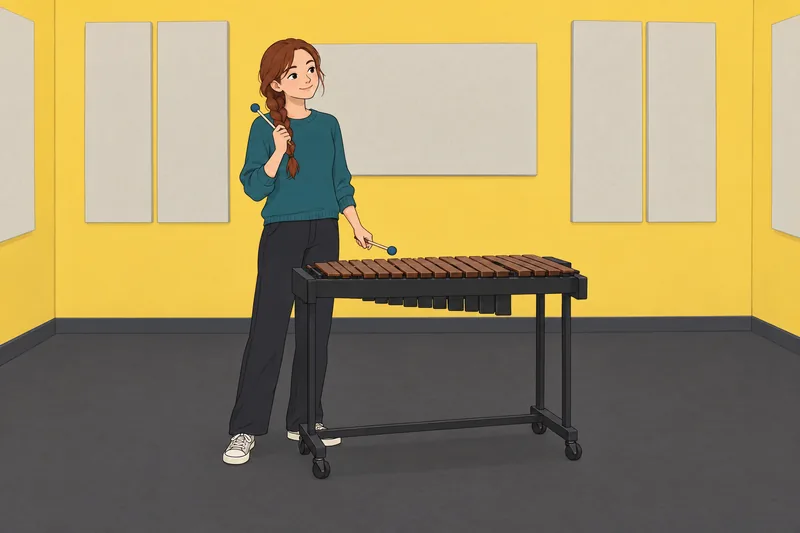 habilidades del estudiante: una alumna toca un xilófono.