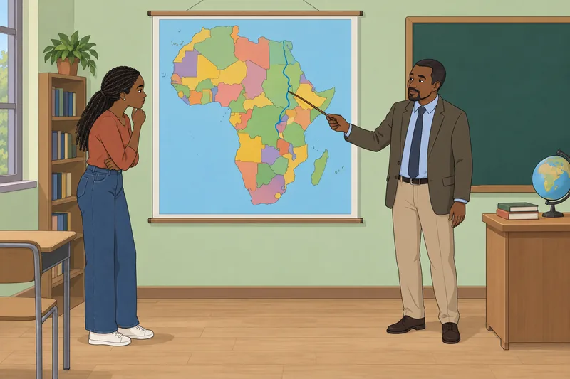 Sub-Saharan Africa Map appears beside a focused learner.