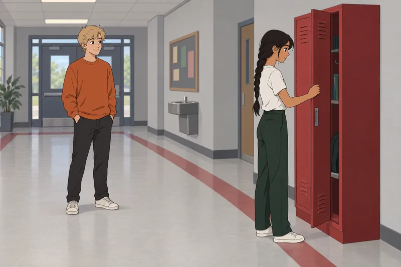 School Subjective Well-Being links classmates in a hallway.