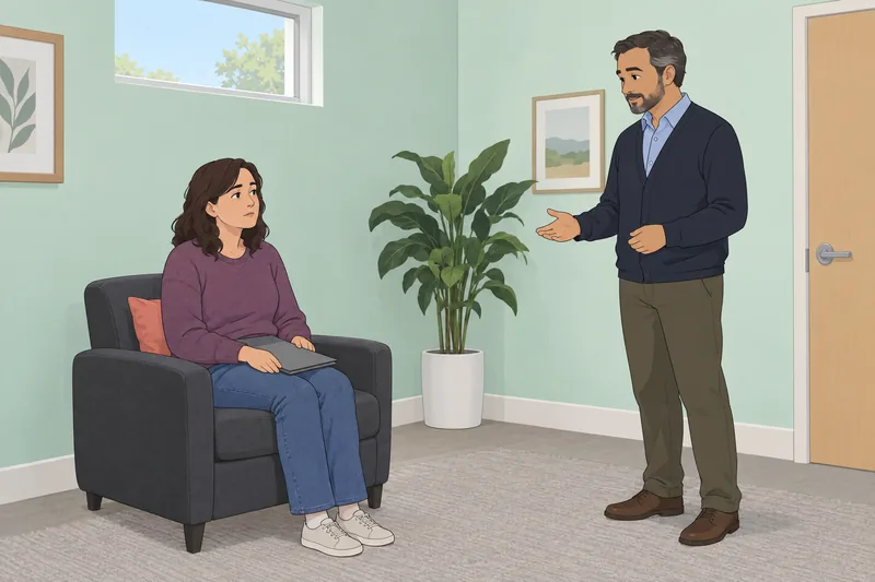 Suicidal Ideation Test shows a calm clinic check-in.