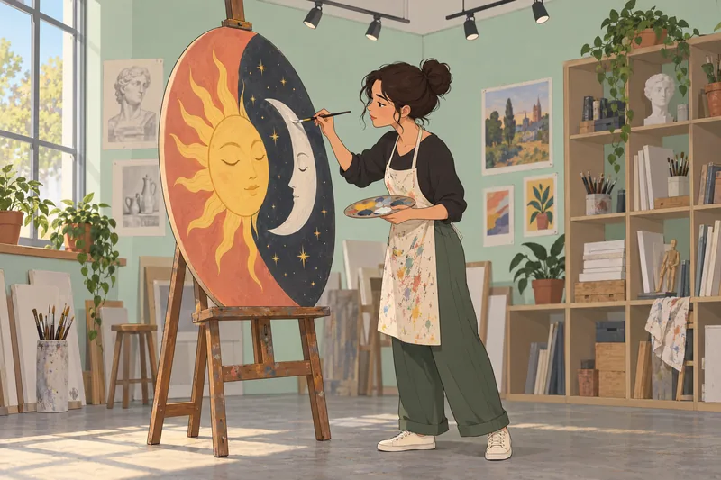 Sun or Moon quiz: a woman paints.