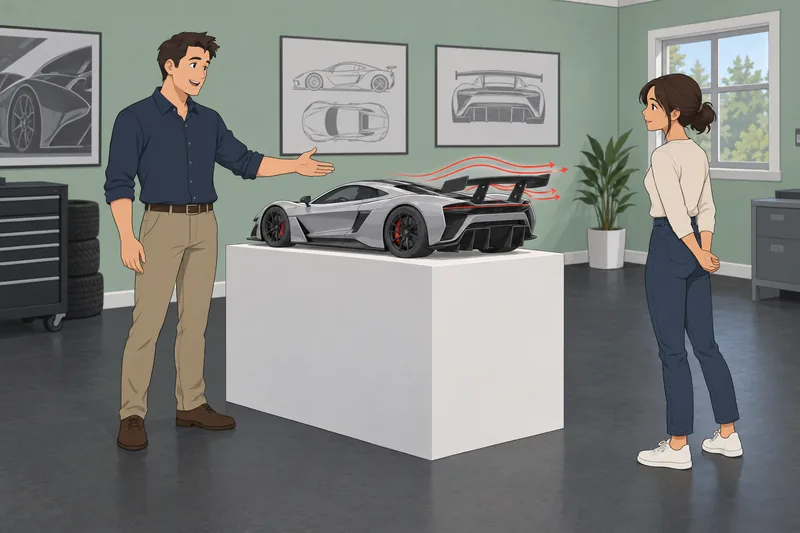 Supercar Quiz shows airflow around a supercar model.