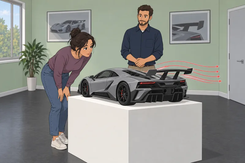 Quiz de superautos muestra flujo alrededor del modelo.
