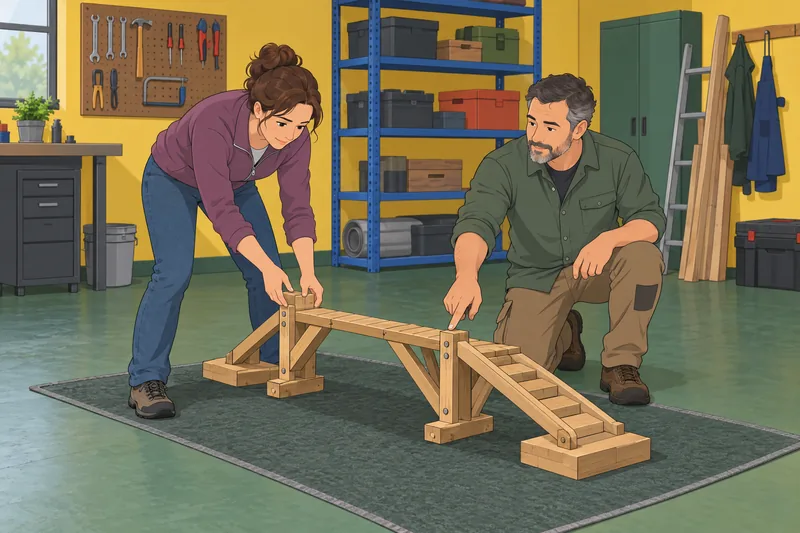 Superhero Quiz depicts a coach testing a bridge.