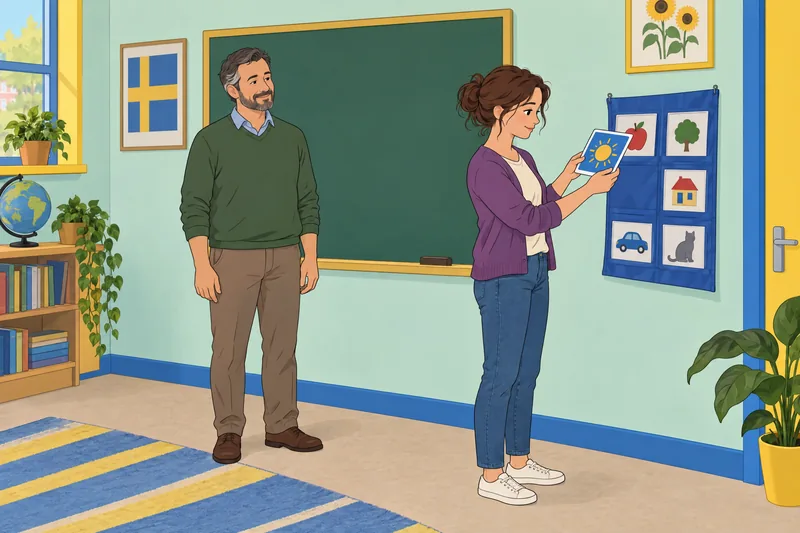 cuestionario de sueco en un aula de idiomas.