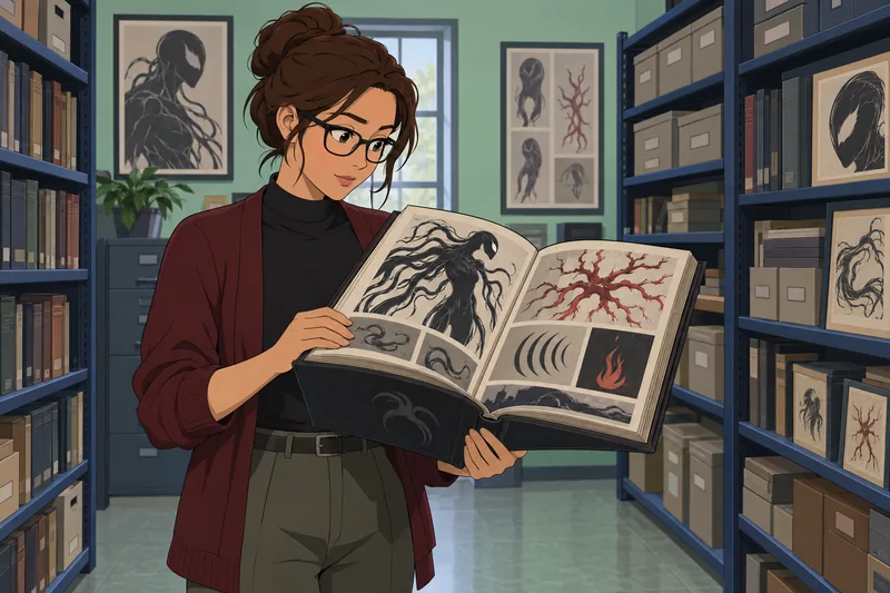 Symbiote Quiz shows an archivist studying lore.