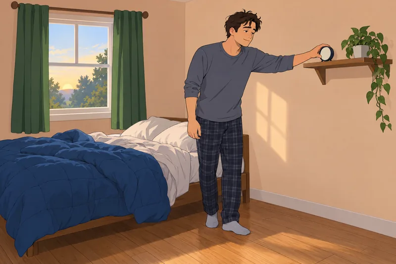 “Symptom Checklist of” frames a quiet bedroom reset.