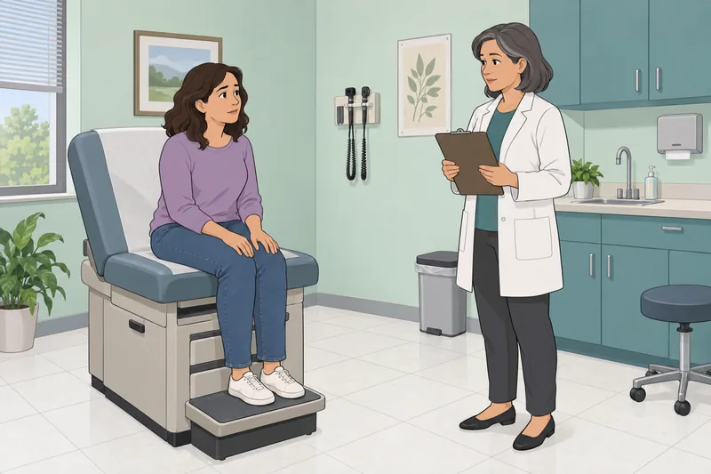 “Symptom Checklist of” describes a calm clinic review.