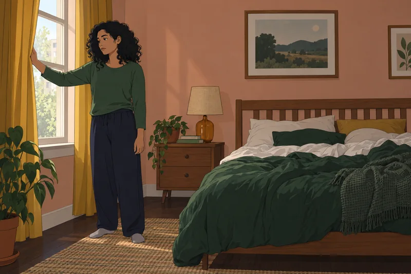 Depression Symptom and a bedroom morning pause unfold.